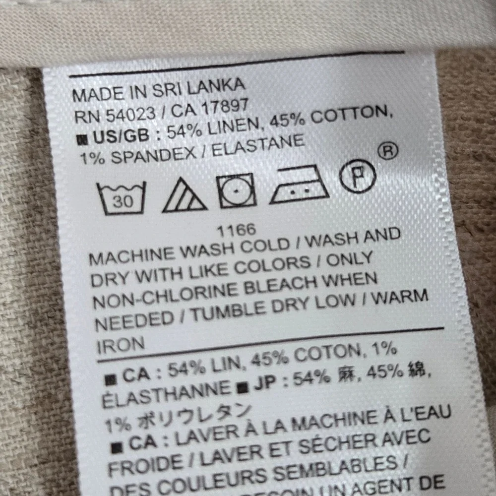 Banana Republic Size 4 Linen Blend Wide Leg Pleated Pants Flax Palazzo NEW